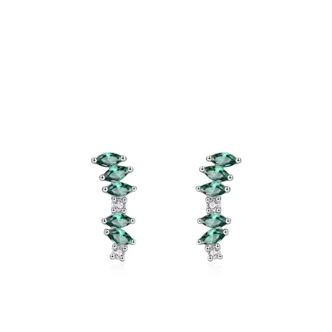 Lussuosi Orecchini a Lobo in Argento Sterling 925 Curvi con Zirconi Verdi Marquise per Donna Brillante Fila Zirconia Gioielli Ipoallergenici