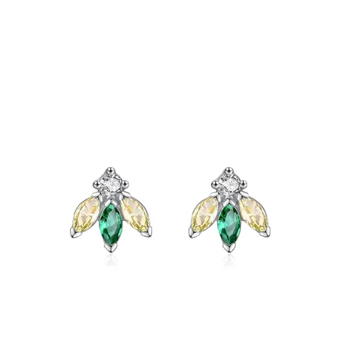 925 Sterlingsilber Kleine Biene Ohrstecker Für Damen Winzige Blatt Marquise Schnitt Bunte Zirkonia Eingelegt Mode Schmuck Geschenk