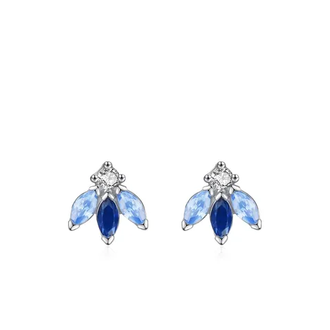 Pendientes de Botón de Abeja de Plata de Ley 925 Degradado Azul Real Exquisitos Joyas de Oreja de Animal Circonia para Mujeres