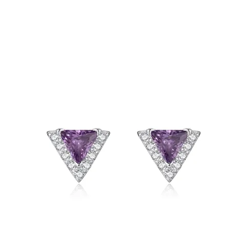 925 Sterling Zilver Driehoek Oorknopjes Voor Vrouwen Paarse Zirconia Minimalistisch Elegant Ins Stijl Mode Sieraden Accessoire
