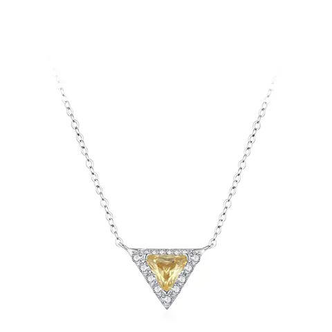 925 Sterlingsilber Dreieck Anhänger Halskette Luxus Gelb Zirkonia Geometrische Halskette Für Damen Trendy Schmuck Geschenk