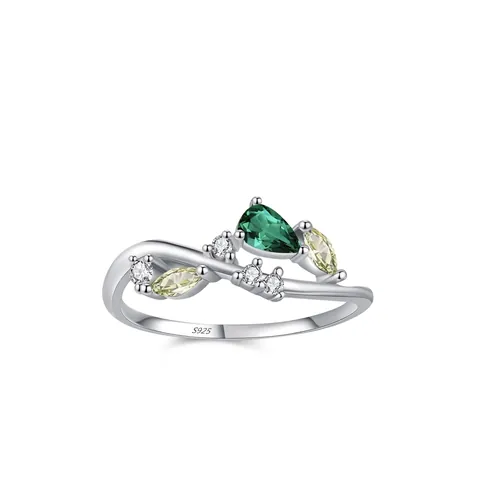 S925 Sterlingsilber Vintage Smaragdgrün Zirkonia Ring Für Damen Stapelbar Geometrisch Birnenform Schmuck Ring Geschenk