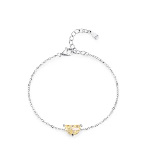 Braccialetto in Argento Sterling 925 a Mezzaluna per Donna Minimalista con Zirconia Gialla Catena Regolabile Gioielli Geometrici