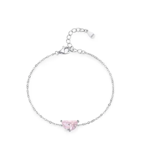 925 Sterlingsilber Rosa Halbmond Armband Damen Süß Frisch Elegant Zirkonia Eingelegt Verstellbar Leicht Luxus Schmuck