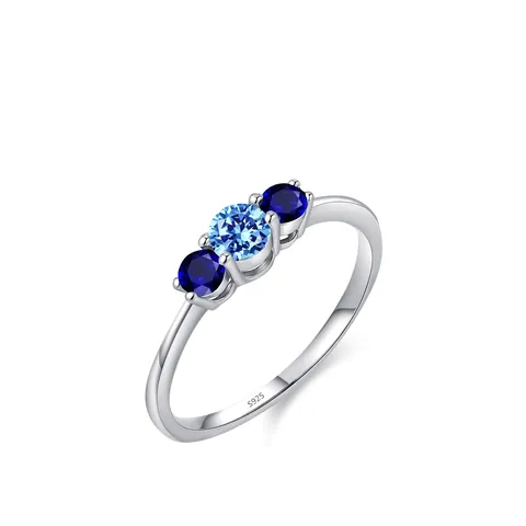 925 Sterling Silver Geometric Ring For Women Light Blue Zirconia Inlaid Minimalist Retro Ins Style Fashion Jewelry Finger Ring