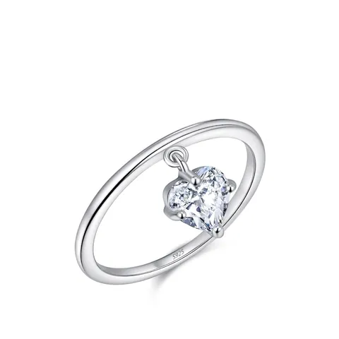 925 Sterlingsilber Funkelndes Herzanhänger Ring Für Damen Minimalistischer Hängender Zirkonia Liebesring Mode Schmuck Fingerring