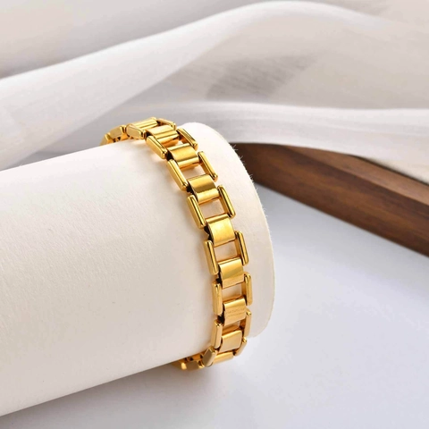 Minimalistisches Edelstahl Gliederkette Armband Damen Vergoldet Geometrische Rechteckige Kette Armband Täglich Pendler Schmuck