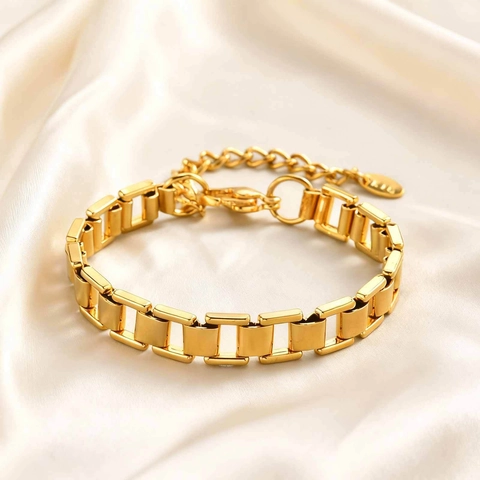 Minimalistisches Edelstahl Gliederkette Armband Damen Vergoldet Geometrische Rechteckige Kette Armband Täglich Pendler Schmuck