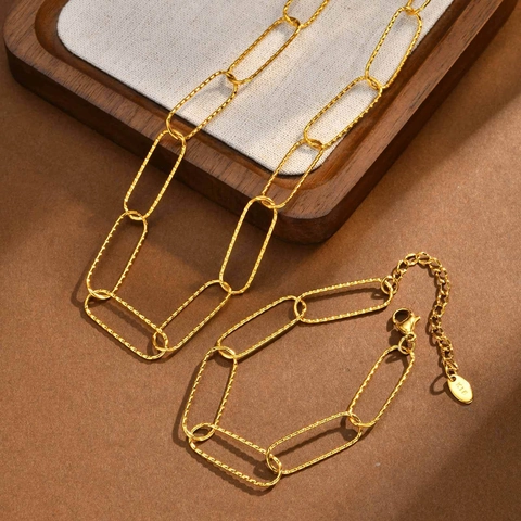 Lussuosa Collana a Maglie Rettangolari in Acciaio Inossidabile Oro per Donna Gioielli Minimalisti Geometrici Regalo