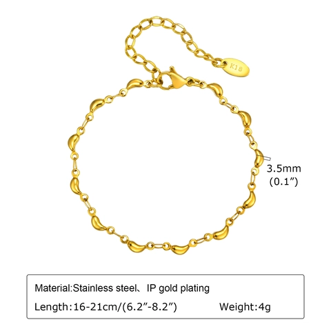 Bracciale Minimalista in Acciaio Inossidabile a Forma di Fagiolo Per Donna Placcato Oro 18K Ciondolo Delfino Regolabile Gioielli di Moda