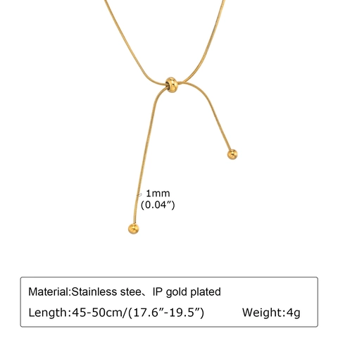 Collar de Cadena de Serpiente Minimalista de Acero Inoxidable para Mujer Colgante de Cuenta Redonda Ajustable Chapado en Oro IP Joyería de Moda