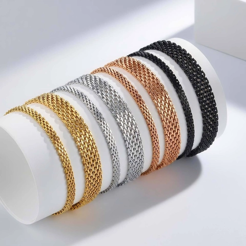 Unisex Stainless Steel Mesh Bracelet Milanese Style Watch Band Link Chain Bracelet For Men Women Fashion Jewelry Accessory