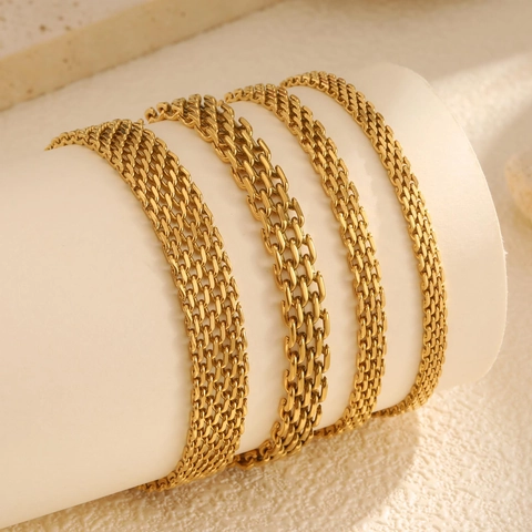 Bracciale Unisex in Acciaio Inossidabile a Maglia Cinturino in Metallo Intrecciato Oro Argento Nero Gioielli da Polso Regalo