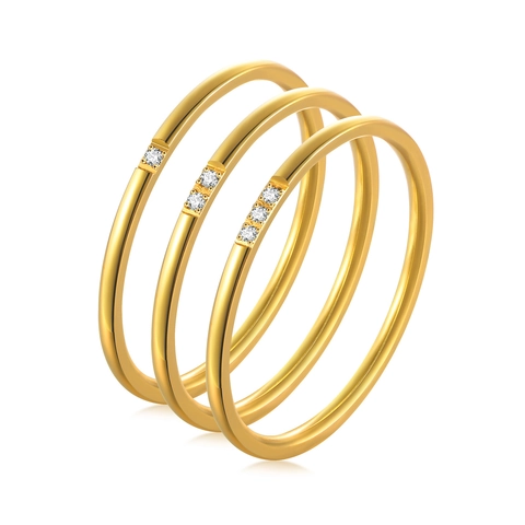 Minimalist Stainless Steel Zirconia Ring For Women Thin Band Stackable Gold Silver Color AAA Cubic Zirconia Finger Ring Jewelry