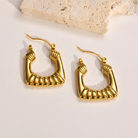 Pendientes De Aro Minimalistas En Forma De U Para Mujer Acero Inoxidable Latón Chapado En Oro 18K Joyería Moderna