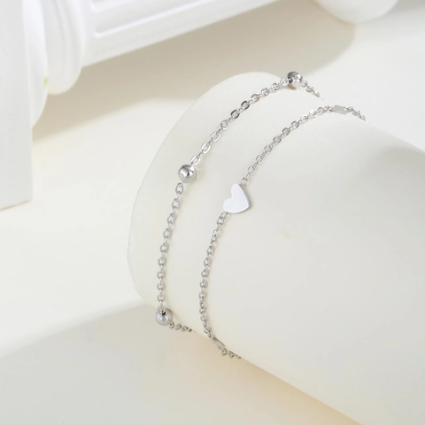 Roestvrijstalen Enkelbandje met Harthanger voor Dames Strandvakantie Kunstparels Verstelbare Beenketting Sieraden Cadeau