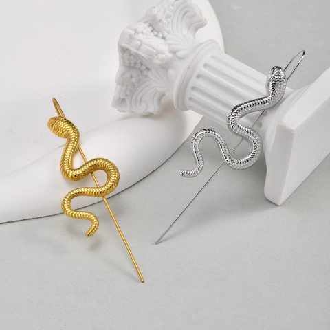 Orecchini a Forma di Serpente in Acciaio Inossidabile Punk Per Donna Design di Nicchia Gioielli Singolo Orecchio