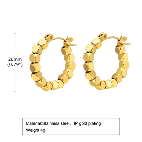 Boucles d'Oreilles Créoles Cube Géométrique Plaqué Or 18K Laiton Tige en Acier Inoxydable Bijoux de Mode Minimaliste pour Femmes