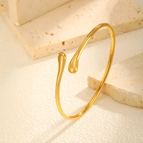 Minimalistischer Edelstahl Armreif Für Damen Wassertropfen Design Verstellbar Hochglanzpoliert Mode Schmuck Handzubehör