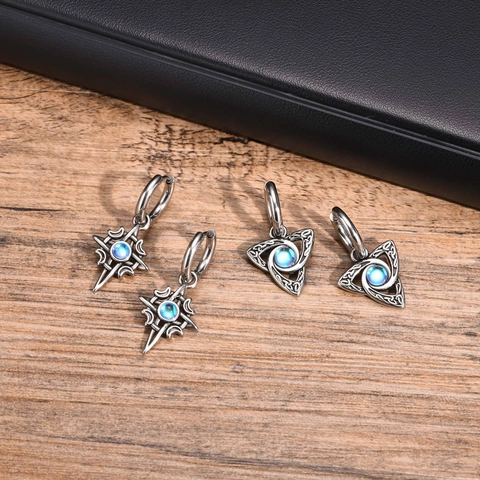 Vintage Edelstahl Keltisch Mond Stern Ohrstecker Für Damen Gothic Strass Starburst Drop Hoop Ohrringe Schmuck