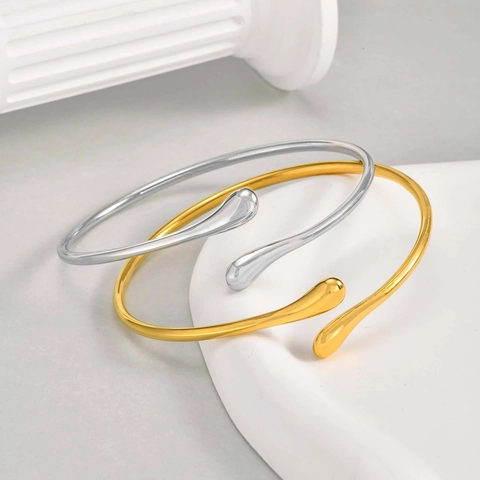 Minimalistischer Edelstahl Armreif Für Damen Wassertropfen Design Verstellbar Hochglanzpoliert Mode Schmuck Handzubehör