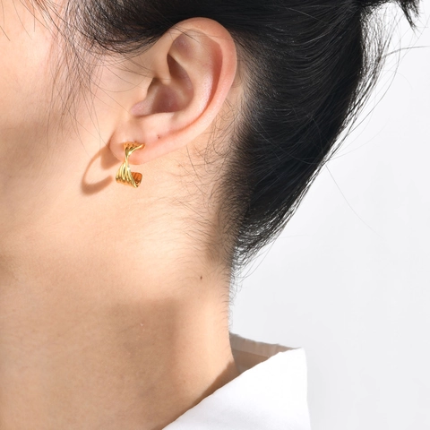Mode Kupfer Gedrehte C-Form Ohrringe Für Damen Vergoldet Geometrische Retro Stil Täglicher Schmuck Zubehör
