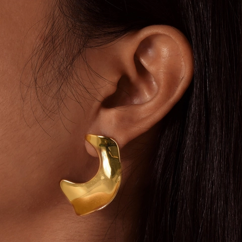 Boucles d'Oreilles Clous en Or à Géométrie Organique Irrégulière pour Femmes Avec Tige en Argent Sterling 925 Bijoux
