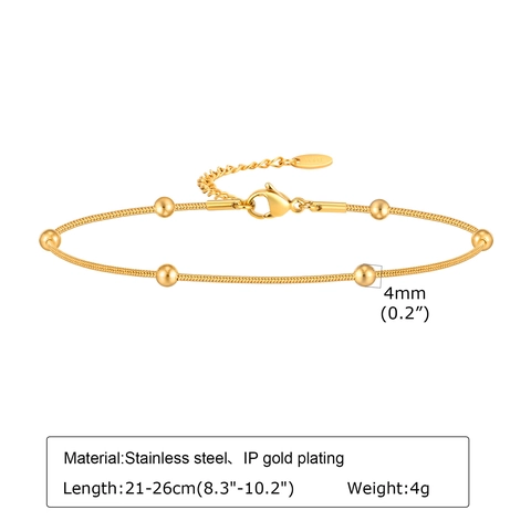 Cavigliera Minimalista in Acciaio Inossidabile Catena a Serpente Con Perline per Donna Regolabile Oro Argento Gioielli