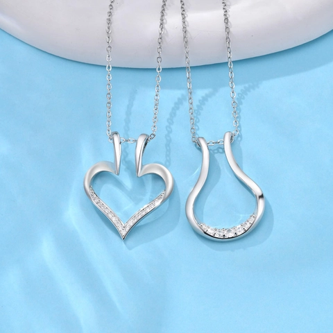 Kupfer Einfache Ringhalter Anhänger Halskette Für Damen Herz U-Förmigen Stil Strass Elegante Schmuck Geschenk