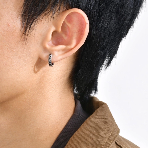 Retro Edelstahl Herren Ohrringe Vintage Gothic Punk Welle Rose Wolfskopf Muster Individuelle Einzelohrring Schmuck