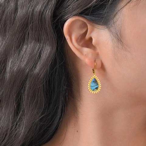 Vintage 18K Vergoldet Edelstahl Wassertropfen Abalone Muschel Leverback Ohrhänger Für Damen Böhmischer Schmuck Geschenk
