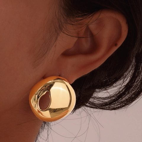 Westliche Mode Übertriebene Geometrische Goldene Ohrstecker Für Damen Kupfer 18K Vergoldet 925 Sterling Silber Stift Hohle Runde Ohrringe Schmuck
