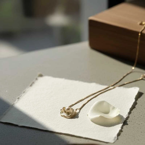 Vintage Gold Plated Copper Camellia Pendant Necklace With Artificial Pearl Rhinestone For Women Elegant Light Luxury Jewelry