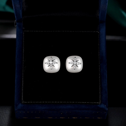 Französisch Vintage Achtzackiger Stern Künstliche Perle Ohrstecker Für Damen Retro Geometrische Strass Stern Ohrschmuck