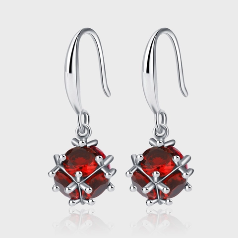 925 Sterling Silver Drop Earrings For Women Elegant Red Multicolor Zirconia Tassel Earrings Vintage Korean Style Jewelry Gift