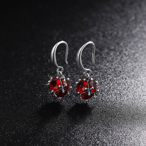 925 Sterling Silver Drop Earrings For Women Elegant Red Multicolor Zirconia Tassel Earrings Vintage Korean Style Jewelry Gift