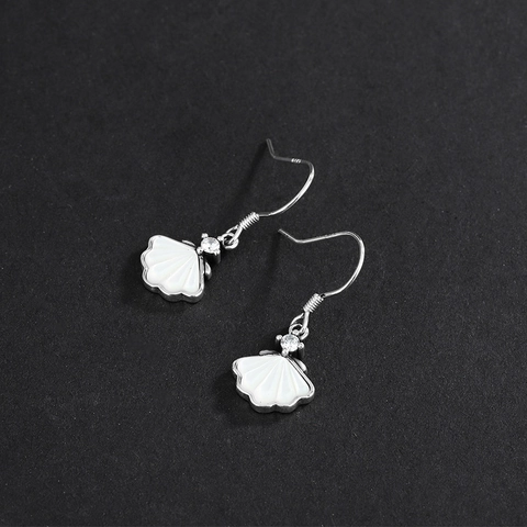 Boucles d'Oreilles Pendantes Coquillage en Argent Sterling 925 Délicats Strass Style Marin Bijoux de Mode pour Femme Cadeau de Saint Valentin