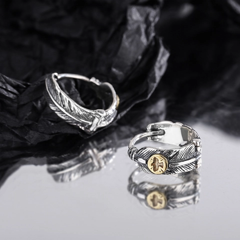 Vintage 925 Sterlingsilber Feder Creolen Für Damen Herren Ethnisch Adler Huggie Ohrringe Cool Street Schmuck