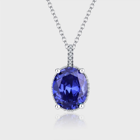 925 Sterlingsilber Herz des Ozeans Anhänger Halskette Luxus Blau Strass Schlüsselbein Kette Elegant Damen Modeschmuck