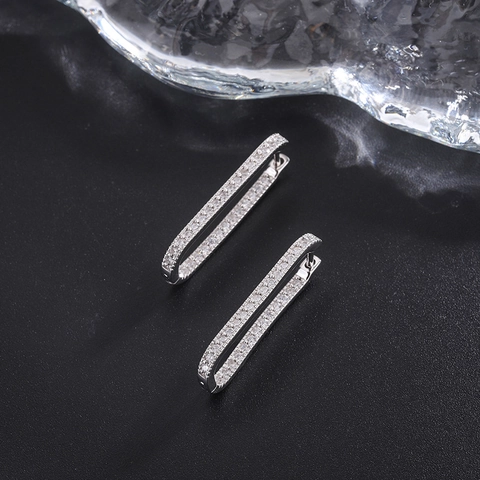 Orecchini a Cerchio a Forma di U in Argento Sterling 925 Geometrici Con Strass Bianchi Stile Vintage Francese Donna Gioielli