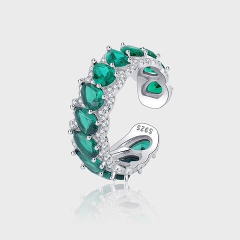 Vintage 925 Sterling Zilveren Groene Strass Ring Traanvorm Verstelbare Open Opengewerkte Ring Voor Dames Sieraden Cadeau