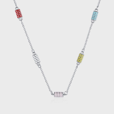 Collier en Argent Sterling S925 Émail Coloré Chaîne Torsadée Bijou de Cou Élégant de Luxe Léger pour Femmes