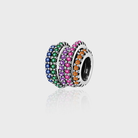 925 Sterlingsilber Bunte Zirkonia Schicksalsrad Charm Perle Für DIY Schmuck Armband Halskette Regenbogen Anhänger Damen Geschenk
