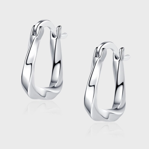 S925 Sterling Silver Geometric Twisted Hoop Earrings For Women Minimalist U-shaped High-end Polished Fashion Ear Jewelry