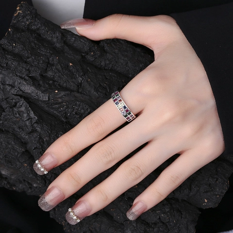 Vintage 925 Sterling Zilver Regenboog Zirconia Ring Verweerde Ster Open Verstelbare Ring Retro Boho Sieraden Voor Vrouwen
