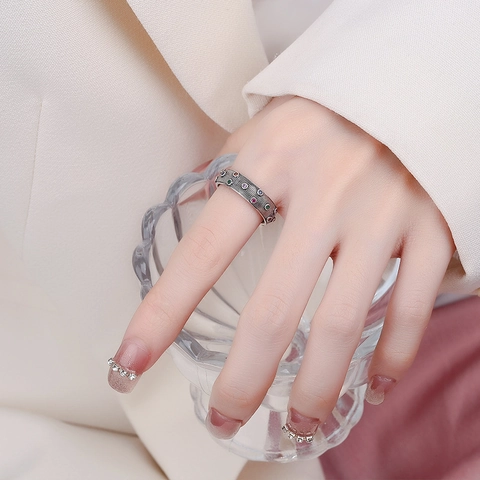 Vintage 925 Sterlingsilber Bunte Zirkonia Offener Ring Für Damen Bohemian Gebürstet Oxidiert Verstellbarer Fingerring Schmuck
