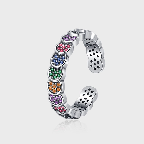 Anello Aperto in Argento Sterling 925 Con Zirconia Colorata Design a Scaglie Vintage Anello per Indice Alla Moda Regalo Donna