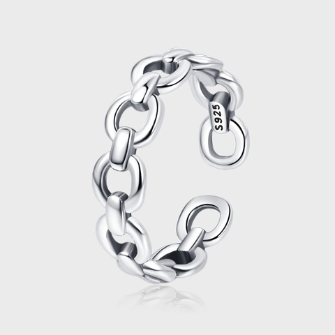 925 Sterlingsilber Kette Offener Ring Für Damen Vintage Verwittert Verstellbarer Fingerring Personalisierter Süß Und Cool Stil Schmuck
