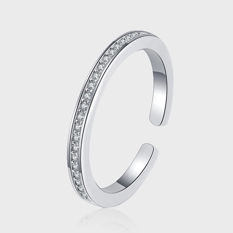 Anillo Abierto de Plata de Ley 925 con Gota de Esmalte para Mujer Circonia Ajustable Moda Lujo Ligero Joyería de Dedo