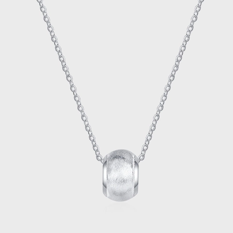 S925 Sterling Silver Minimalist Small Bead Necklace For Women Brushed Cylinder Bead Clavicle Chain Fashion Jewelry Accessory